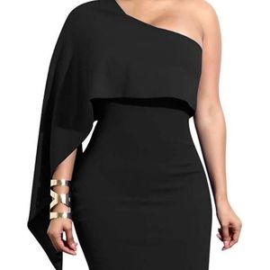 Women's One Shoulder Ruffle Bodycon Dress